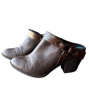 Blowfish Malibu Mules Booties Size 11 Brown Western Boho Leather Strap Casual